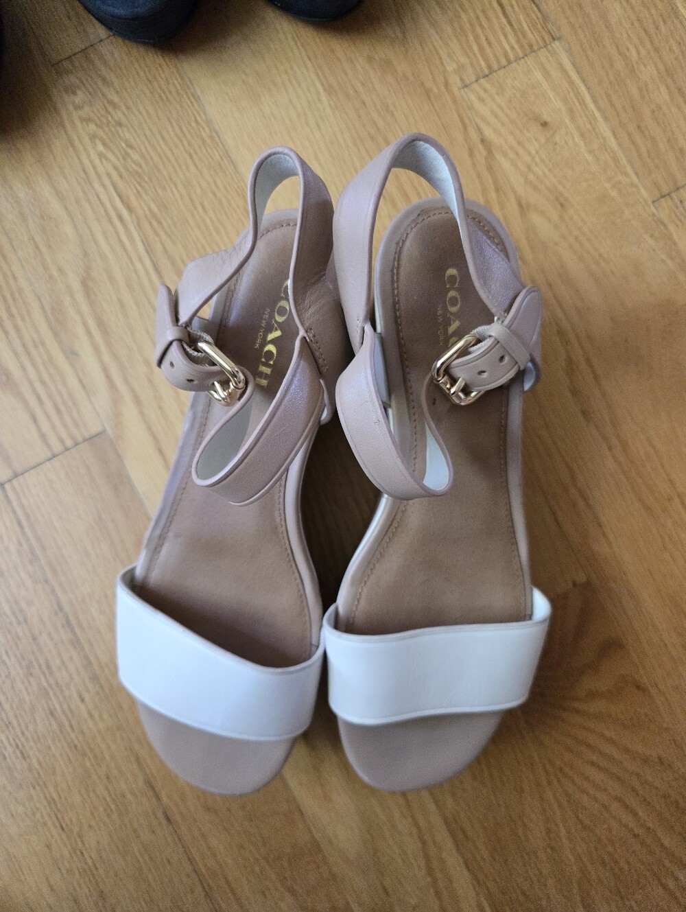 Coach Two-Tone Blush Pink and White Slingback Sandals